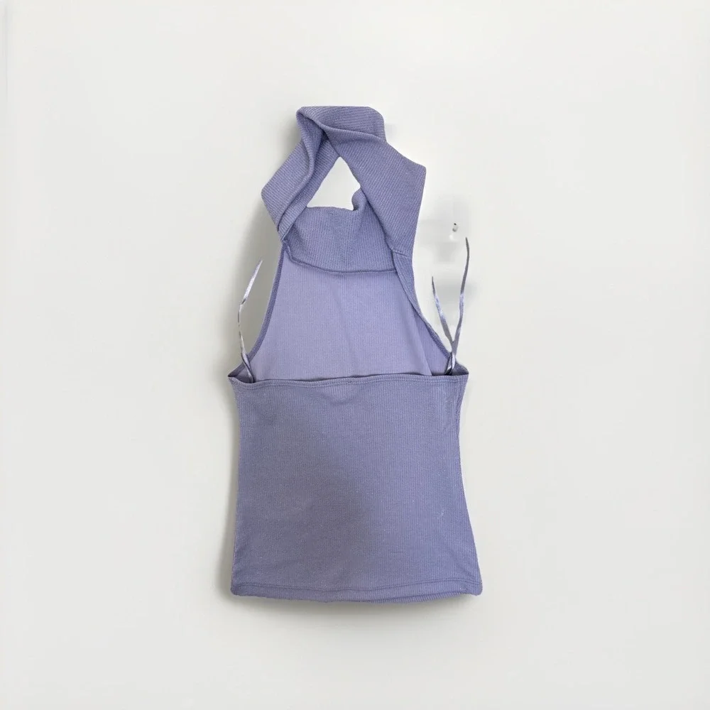 Anthropologie Pilcro Shimmer Cowl Neck Halter Top‎ Dusty Violet XS NWT